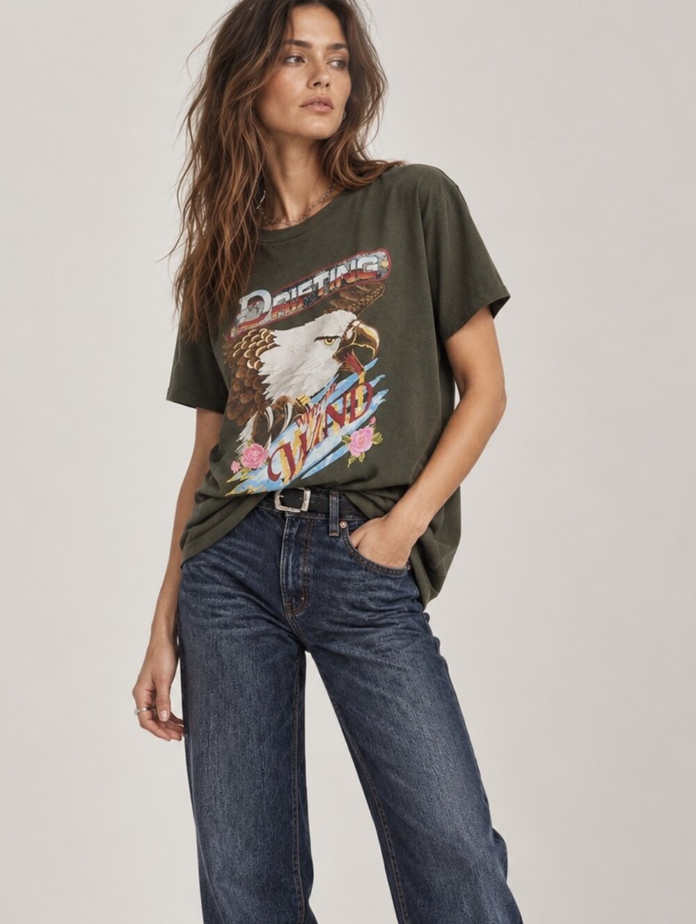 NWT SPELL & THE GYPSY COLLECTIVE Wind Drifter Biker Tee T-shirt Charcoal Small